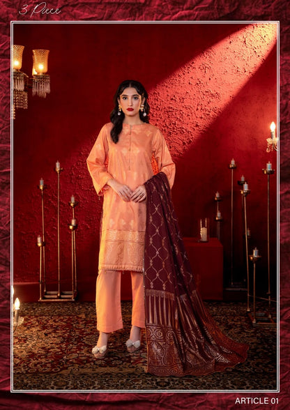 JACQUARD Premium Broshia Banarsi Jacquard Lawn Collection DROP-1