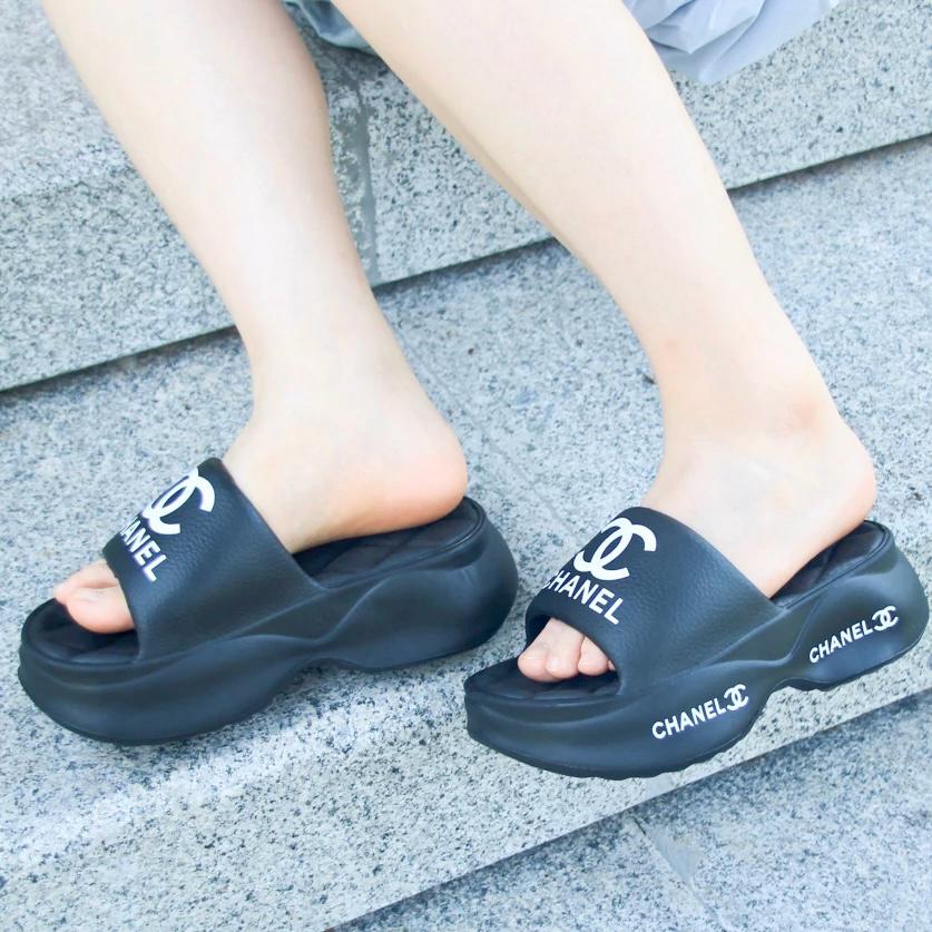 CHANEL  IMPORTED PLATFORM FLIPFLOPS