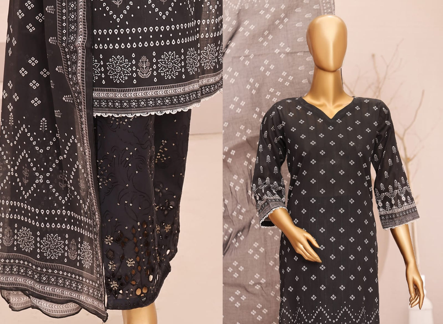Forever Black Series Digital Printed Doria Lawn