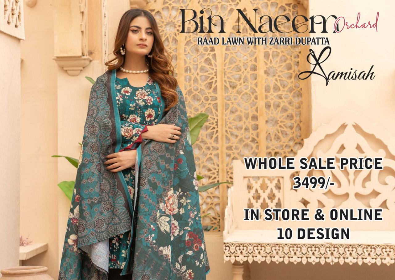 Bin Naeem Orchard Raad Lawn With Zari Dupatta