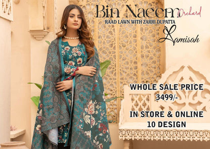 Bin Naeem Orchard Raad Lawn With Zari Dupatta