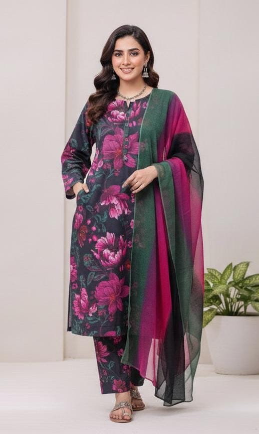 Printed Lawn With Chiffon Dupatta Collection