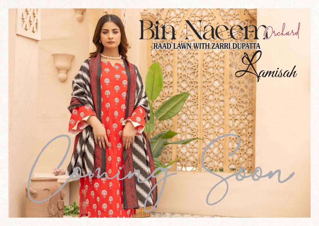Bin Naeem Orchard Raad Lawn With Zari Dupatta