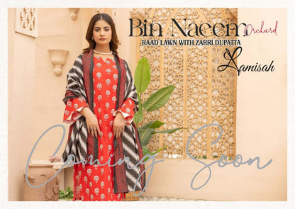 Bin Naeem Orchard Raad Lawn With Zari Dupatta