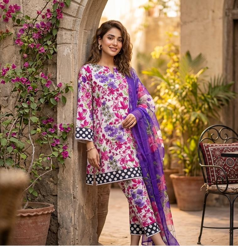 Printed Lawn With Chiffon Dupatta Collection