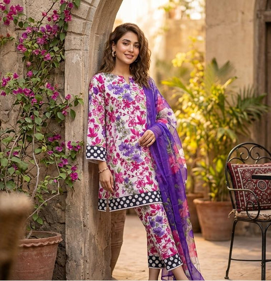 Printed Lawn With Chiffon Dupatta Collection