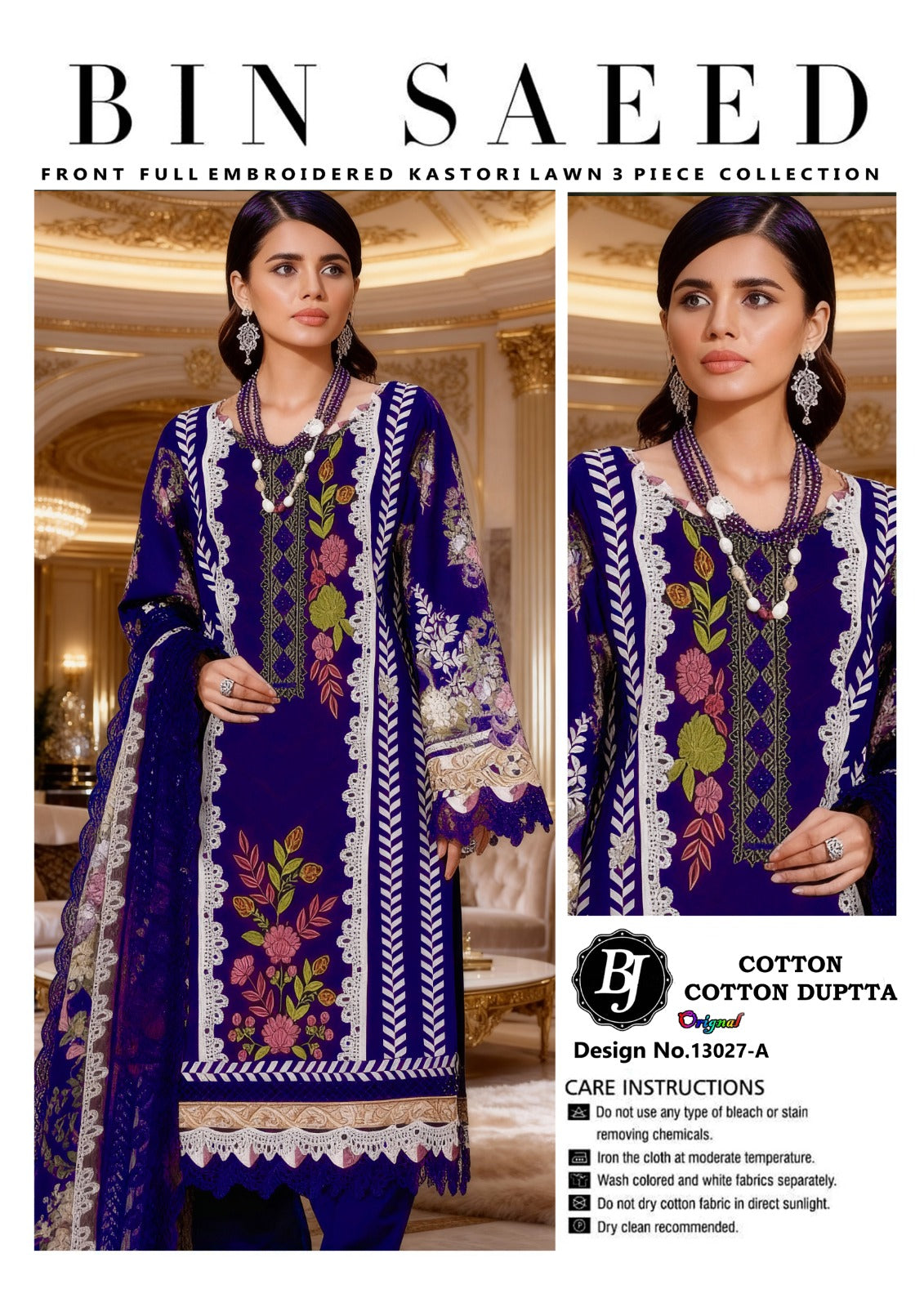 Bin Saeed Lawn Embroidered Collection BJ