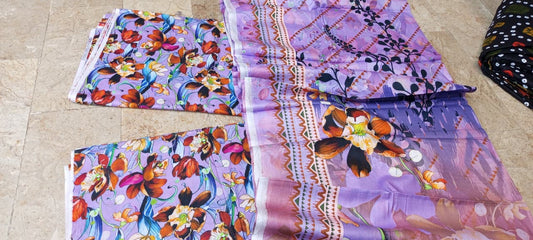 Mix Brand 3 Pcs Digital  Printed Lawn Al-Karam Kasturi