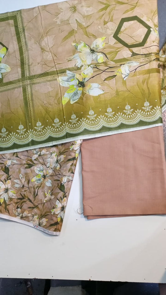 Mix Brand 3 Pcs Digital  Printed Lawn Al-Karam Kasturi