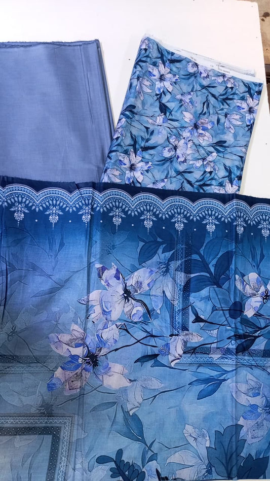Mix Brand 3 Pcs Digital  Printed Lawn Al-Karam Kasturi