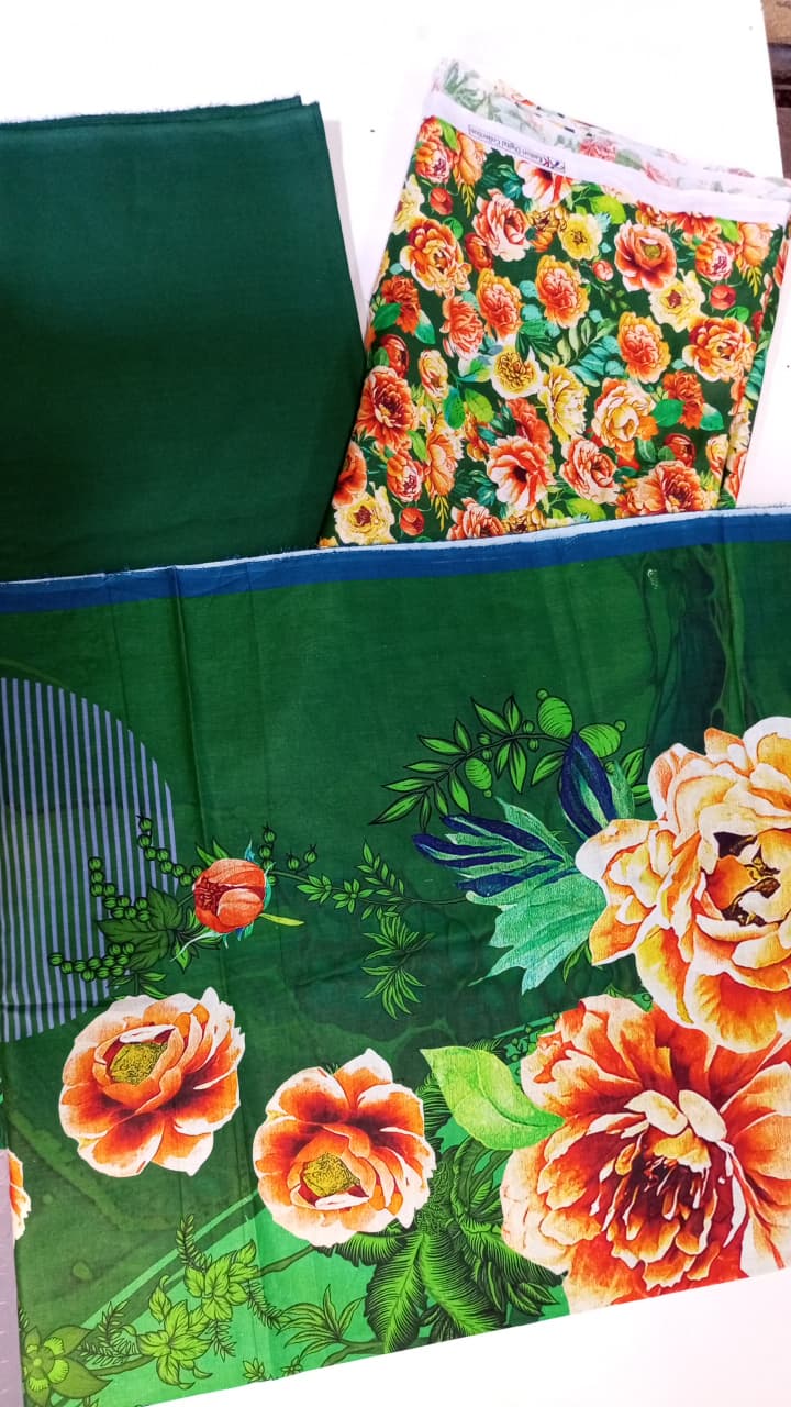 Mix Brand 3 Pcs Digital  Printed Lawn Al-Karam Kasturi