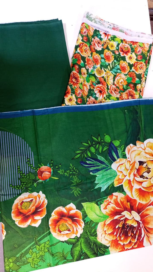 Mix Brand 3 Pcs Digital  Printed Lawn Al-Karam Kasturi