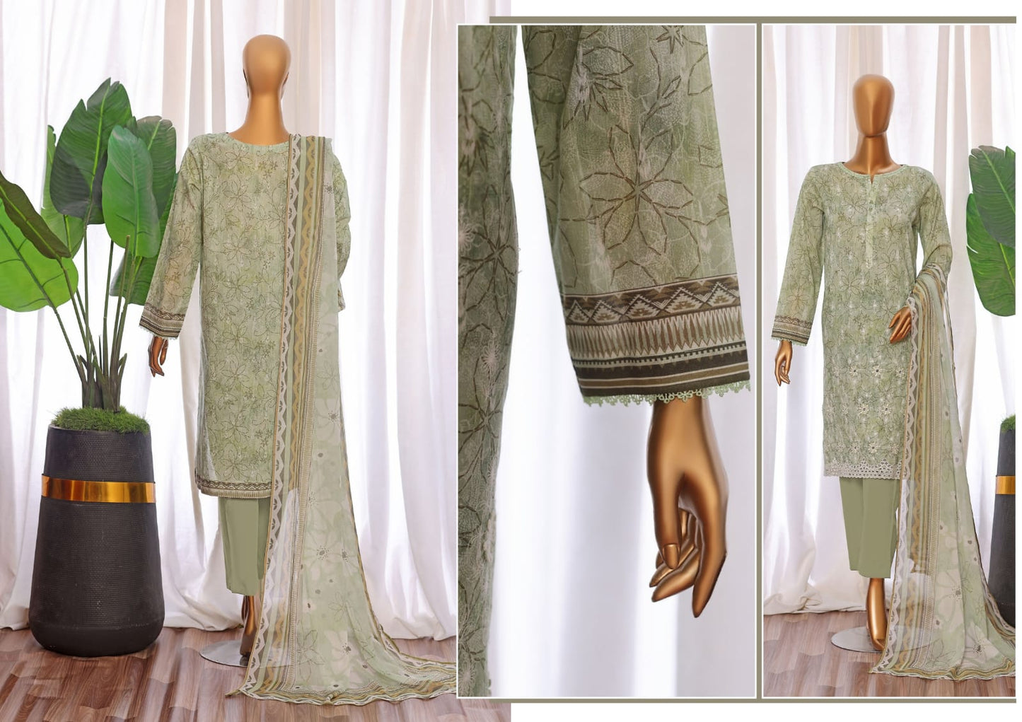 HZ PREMIUM CHIKANKARI WITH PRINTED BAMBER CHIFFON DUPATTA COLLECTION