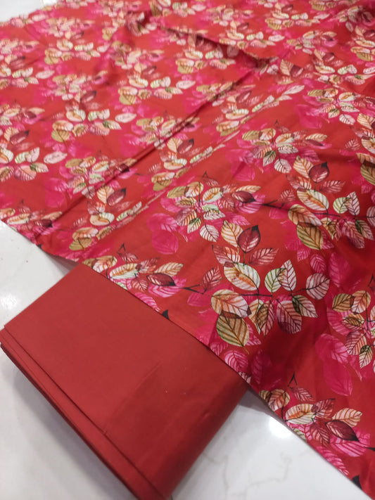 Mix Brand 2 Pcs Printed Suit With Plain Trouser