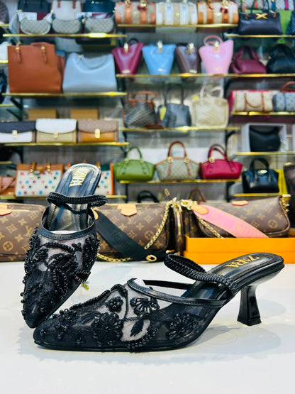 ZARA EMBROIDERY SLINGBACK HEELS