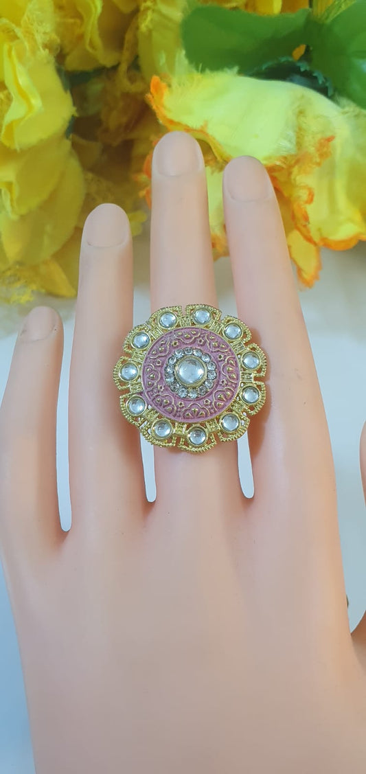 Meena Kundan Adjustable Ring