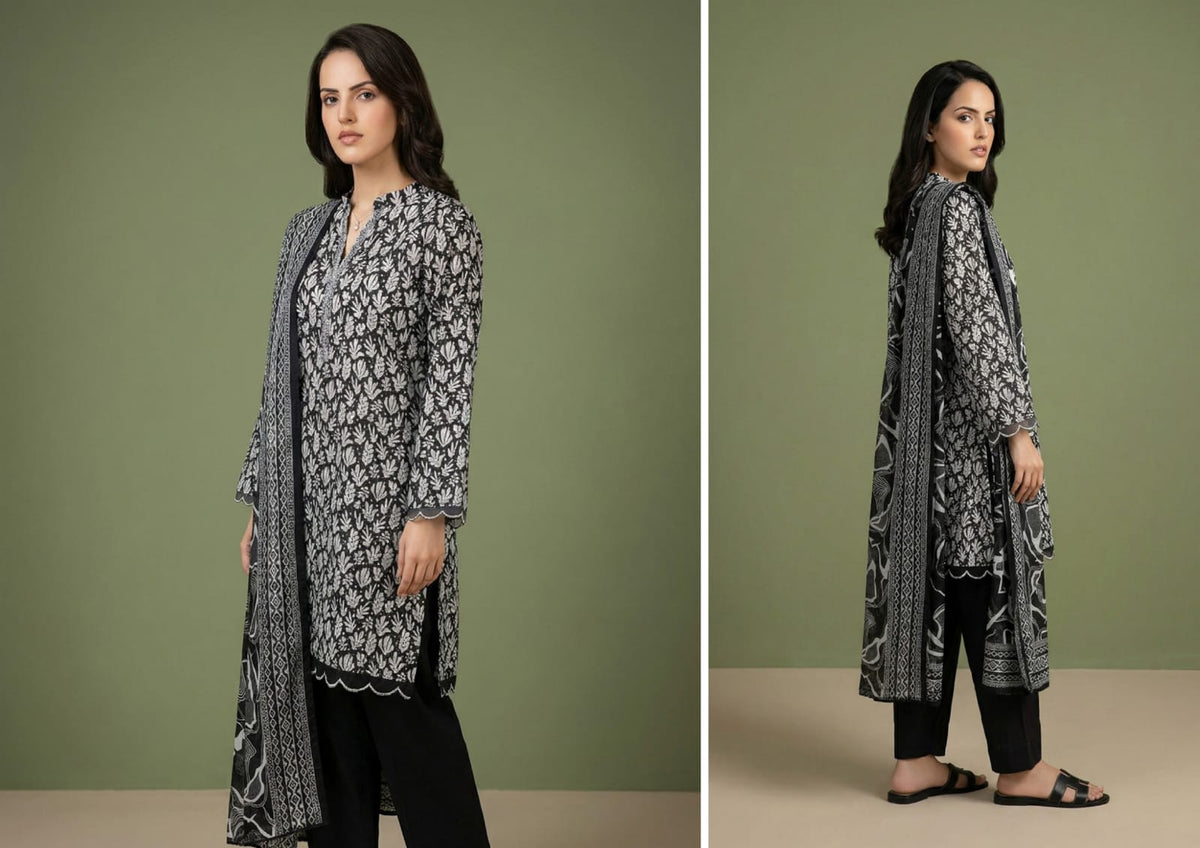BLACK & WHITE DIGITAL PRINED LAWN COLLECTION 2026