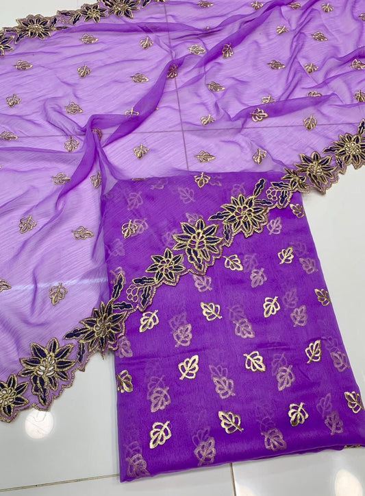 CHIFFON EMBROIDERED CUTWORK DUPATTA