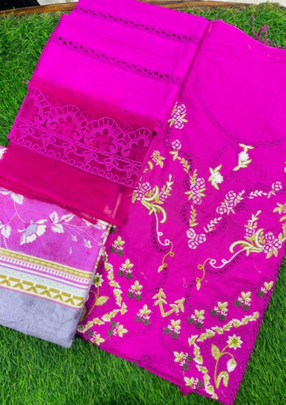 T.PARISHAY👑 Premium Embroidered 2 Piece Shirt Dupatta