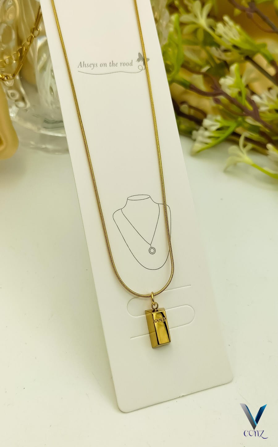 Fancy China Stainless steel Gold bar Locket