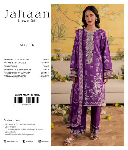MAHNUR JAHAAN LAWN COLLECTION