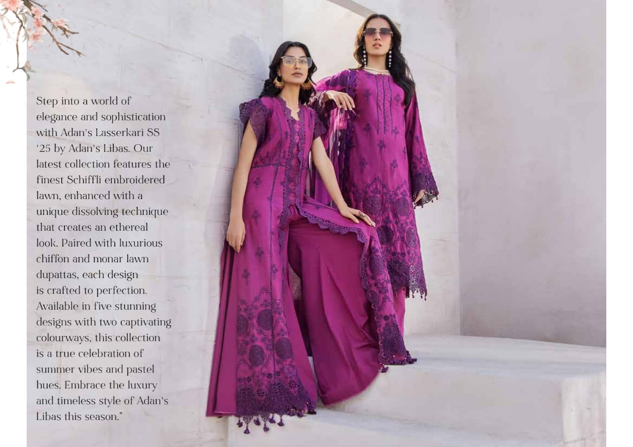 Adan's Lasserkari Unstitched Lawn'25