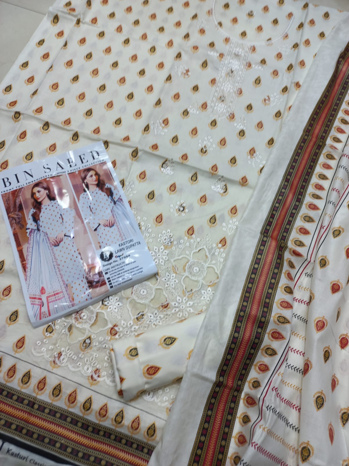 Bin Saeed Replica Embroidered 3 Pcs Suit