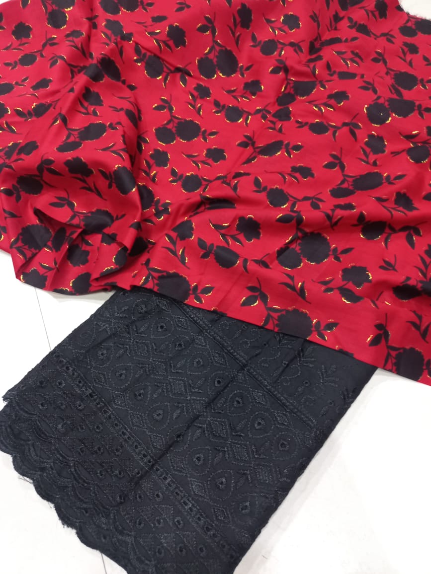 Printed 2 Pcs With Chikan Trouser