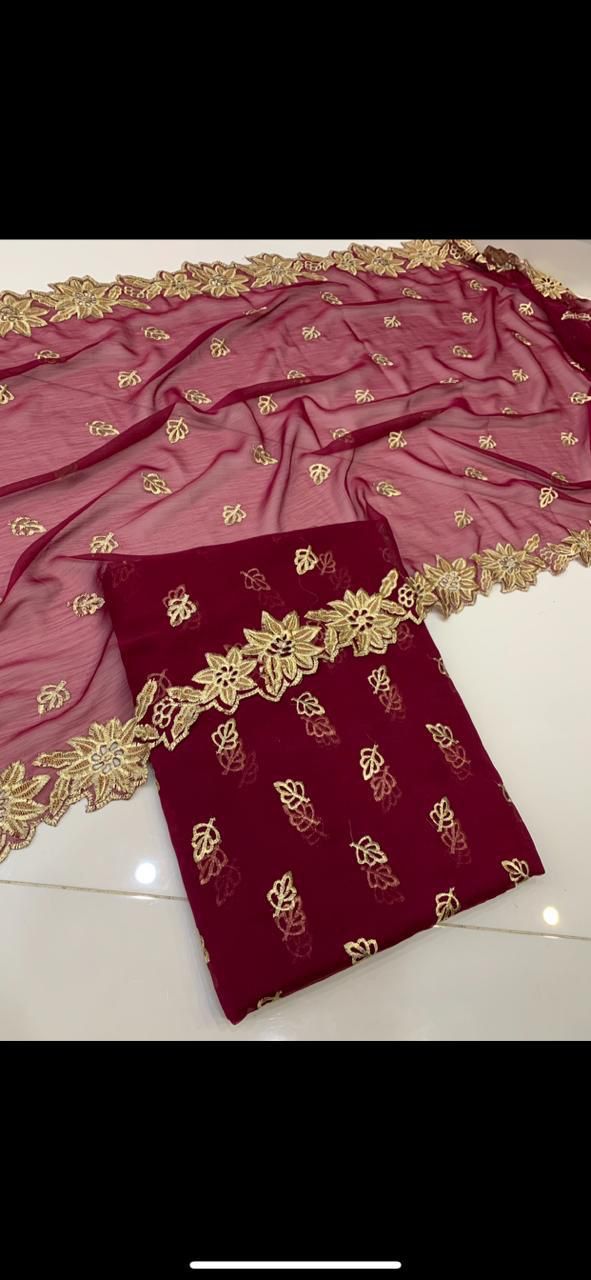 CHIFFON EMBROIDERED CUTWORK DUPATTA