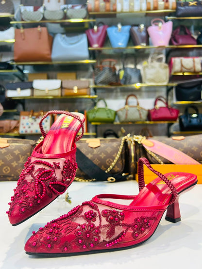 ZARA EMBROIDERY SLINGBACK HEELS