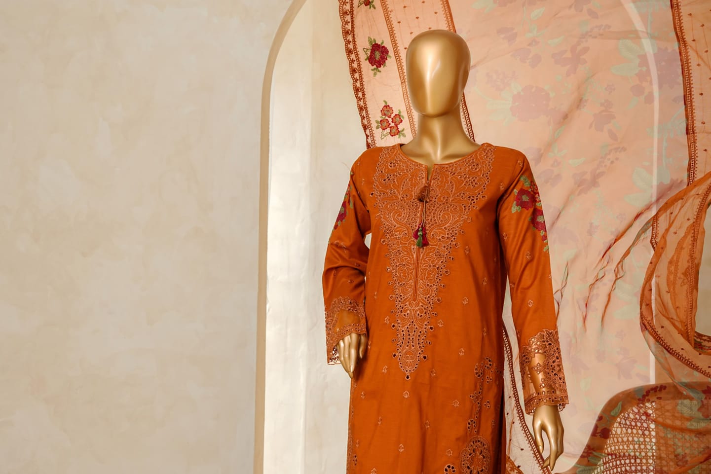 MUSE Embroidered Slub Cotton With Fancy Embroidered Duppatta 3 Pcs