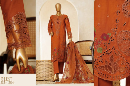 MUSE Embroidered Slub Cotton With Fancy Embroidered Duppatta 3 Pcs