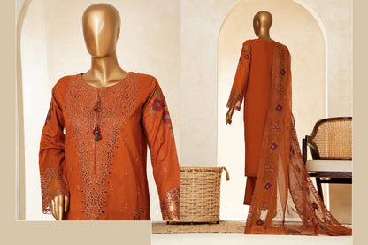 MUSE Embroidered Slub Cotton With Fancy Embroidered Duppatta 3 Pcs
