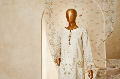 MUSE Embroidered Slub Cotton With Fancy Embroidered Duppatta 3 Pcs