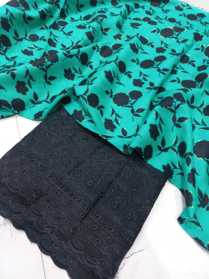 Printed 2 Pcs With Chikan Trouser