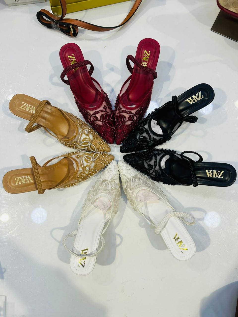 ZARA EMBROIDERY SLINGBACK HEELS