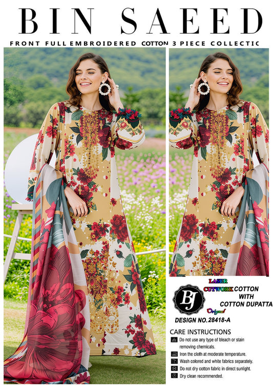 Bin Saeed Lawn Embroidered Collection BJ