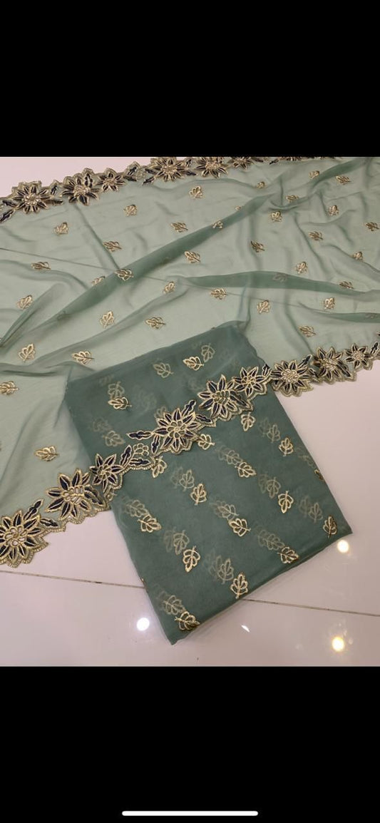 CHIFFON EMBROIDERED CUTWORK DUPATTA