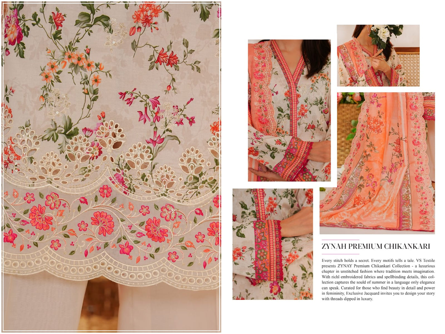 VS ZYNAH EMBROIDED CHIKANKARI COLLECTION