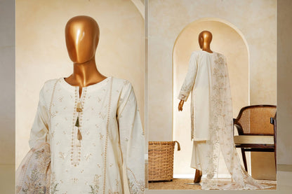 MUSE Embroidered Slub Cotton With Fancy Embroidered Duppatta 3 Pcs