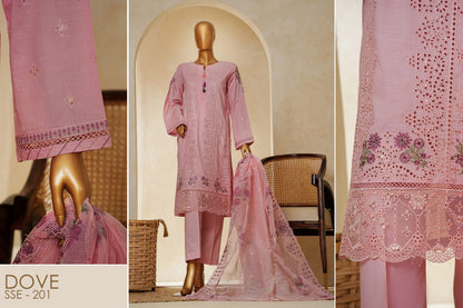 MUSE Embroidered Slub Cotton With Fancy Embroidered Duppatta 3 Pcs