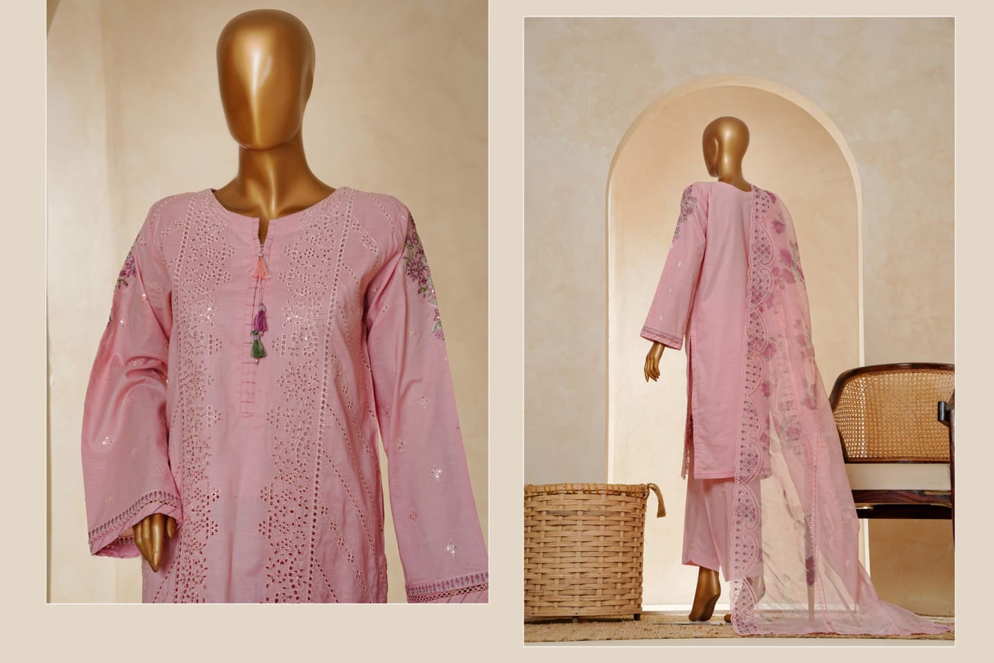 MUSE Embroidered Slub Cotton With Fancy Embroidered Duppatta 3 Pcs