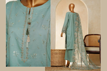MUSE Embroidered Slub Cotton With Fancy Embroidered Duppatta 3 Pcs