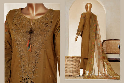 MUSE Embroidered Slub Cotton With Fancy Embroidered Duppatta 3 Pcs