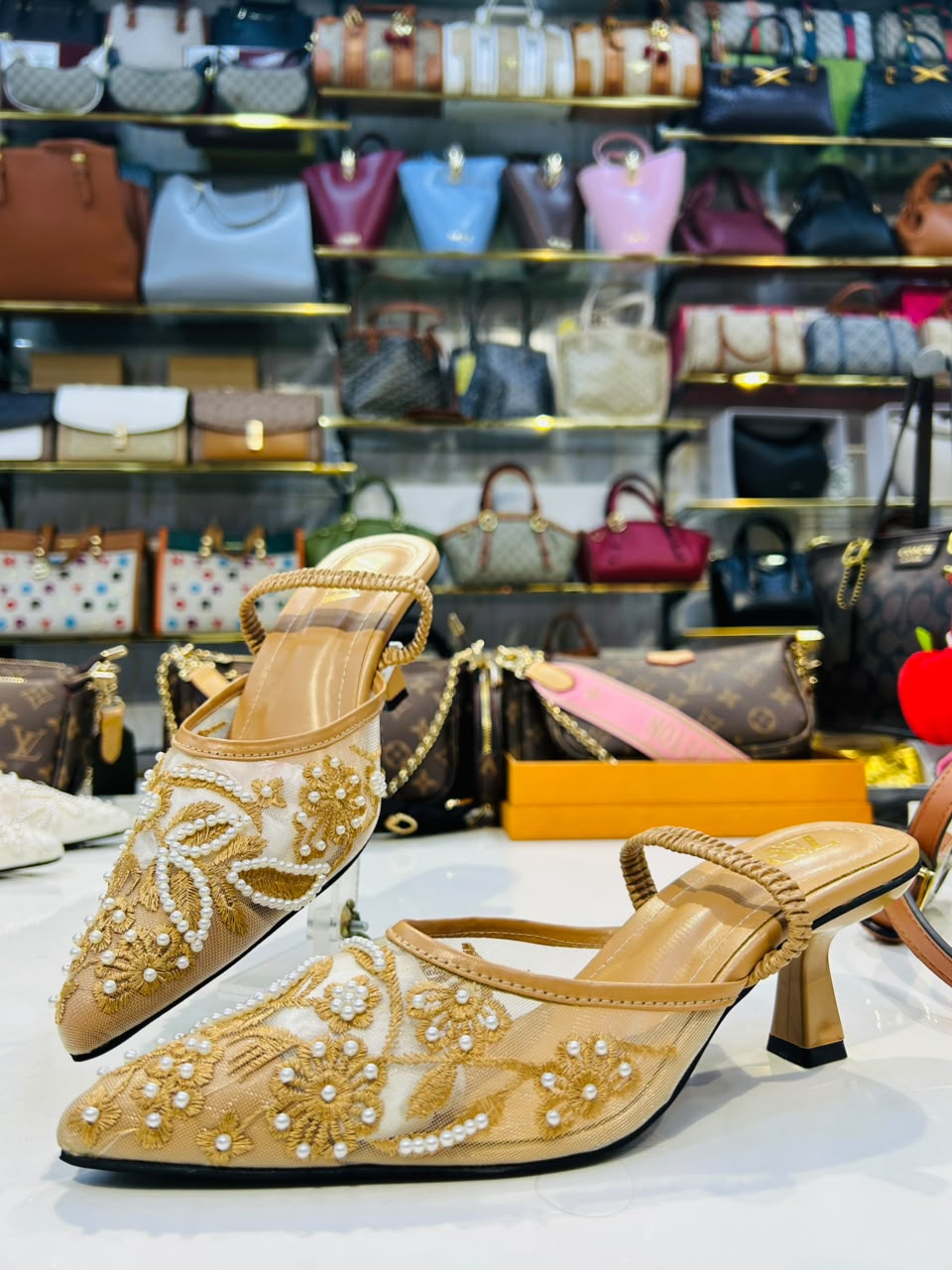 ZARA EMBROIDERY SLINGBACK HEELS