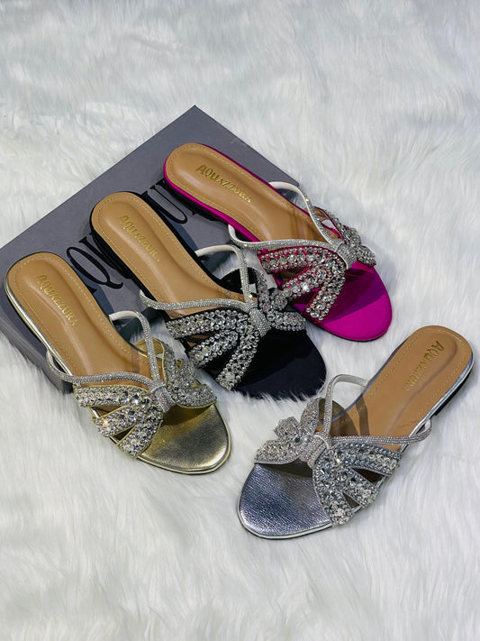 AQUAZZURA EMBROIDERED FLATS