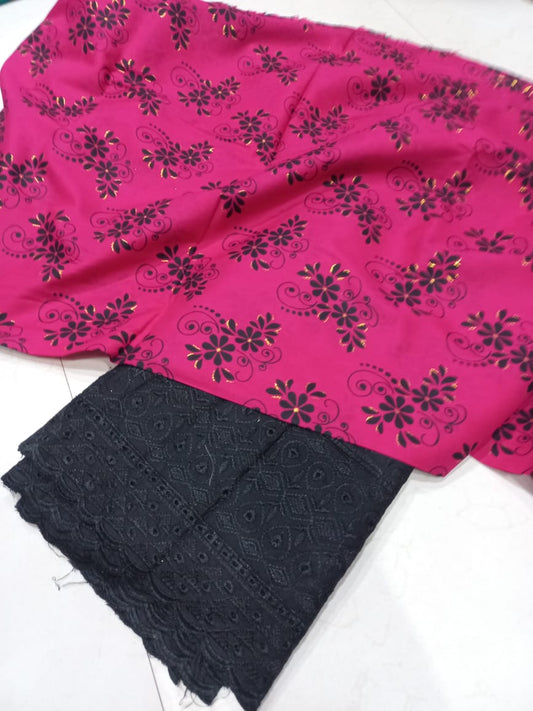 Printed 2 Pcs With Chikan Trouser