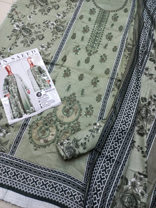 Bin Saeed Replica Embroidered 3 Pcs Suit