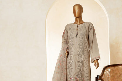 MUSE Embroidered Slub Cotton With Fancy Embroidered Duppatta 3 Pcs