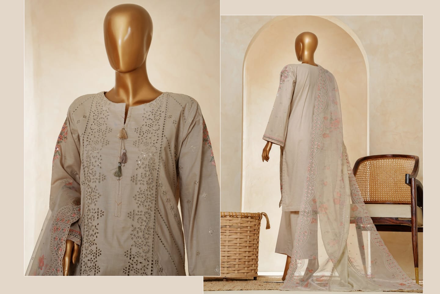 MUSE Embroidered Slub Cotton With Fancy Embroidered Duppatta 3 Pcs